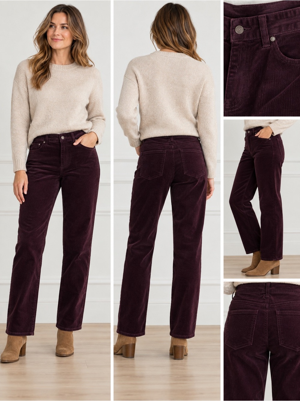 Buffalo David Bitton Women size 8 Burgundy Straight Leg Corduroy Jeans NWT